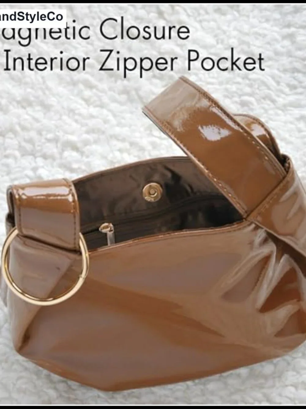 Patent Vegan Leather Clutch Hobo Bag Top Handle Small Tote Wristlet